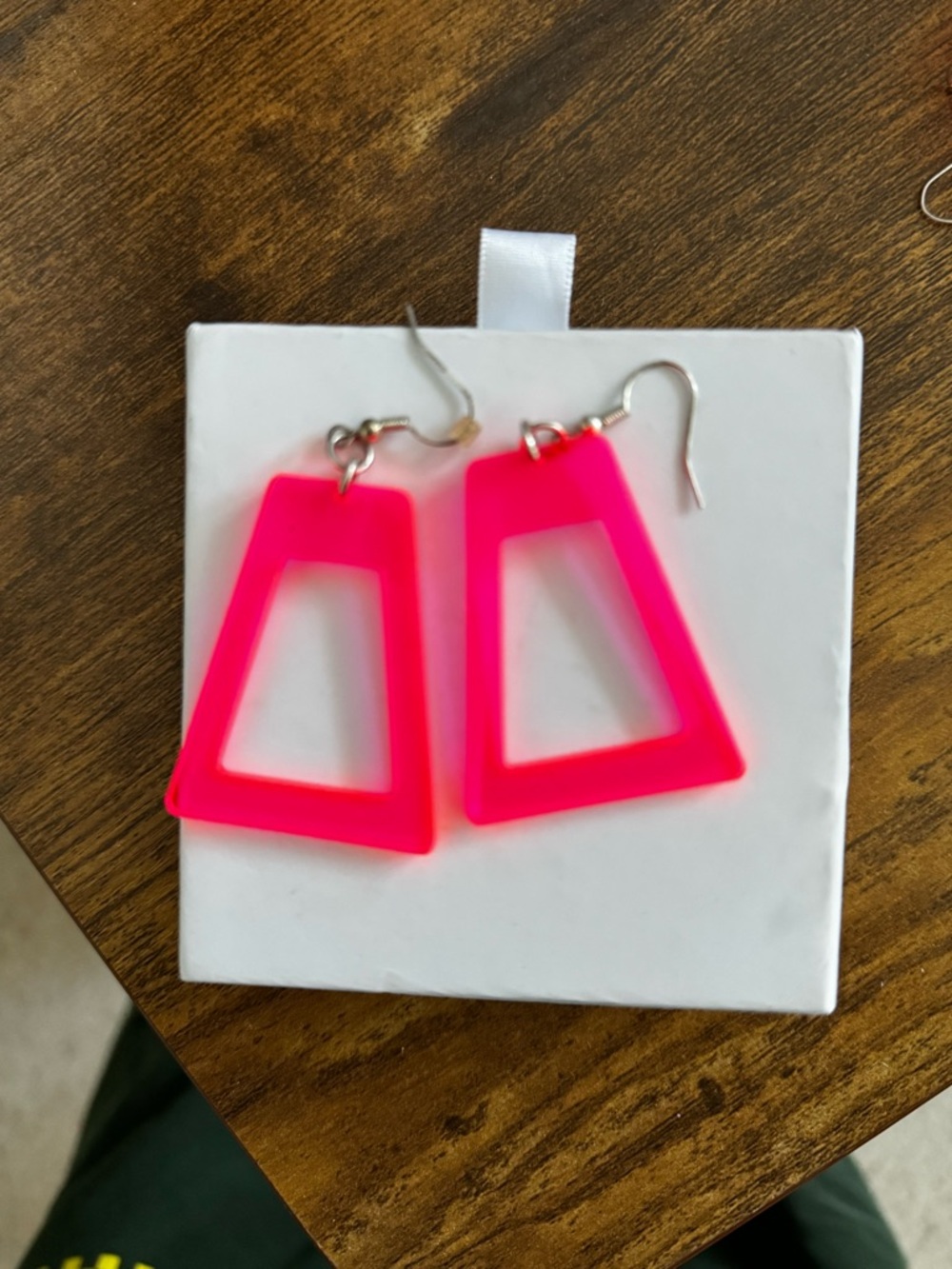 Bright Neon Pink Geometric Dangle Acrylic Earrings